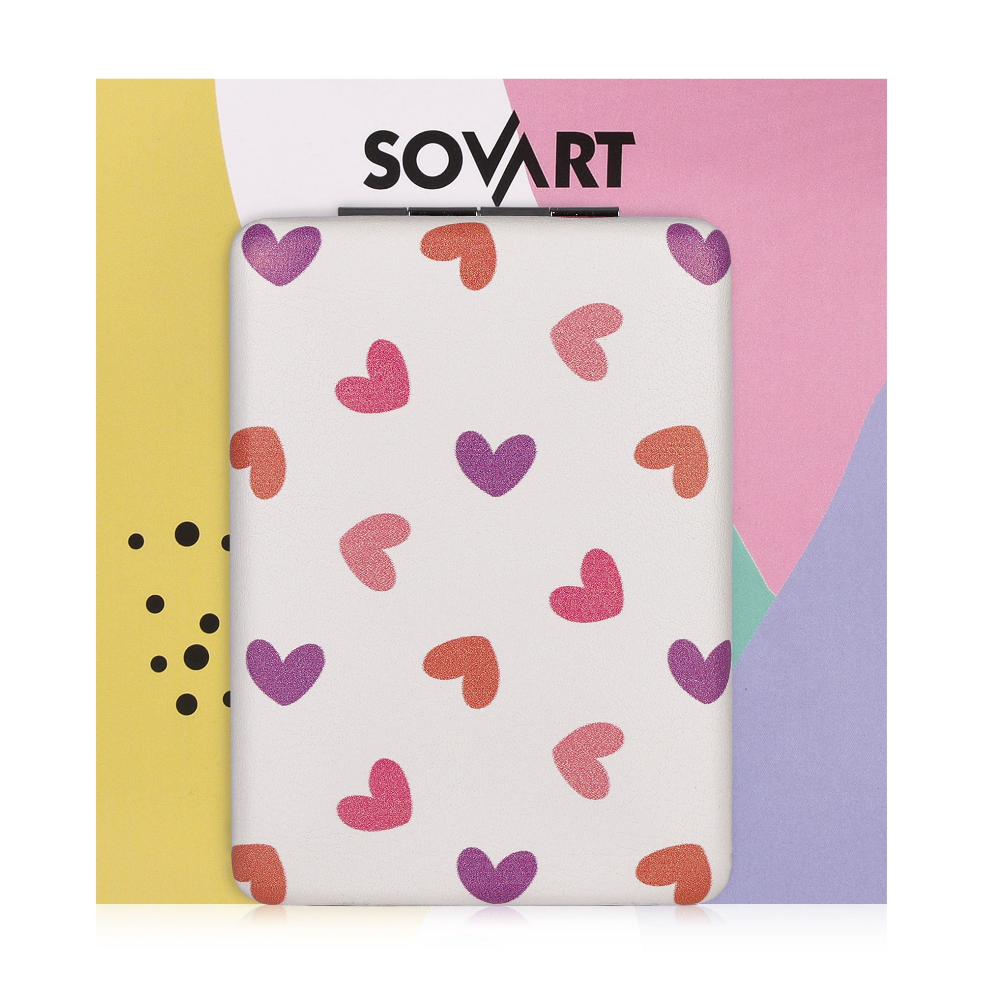 Люстерко Sovart компактне, прямокутне, фіолетові серця, 1 шт